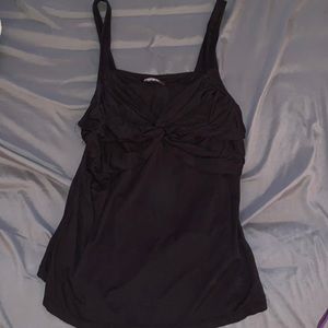 Black crisscrossed tank top